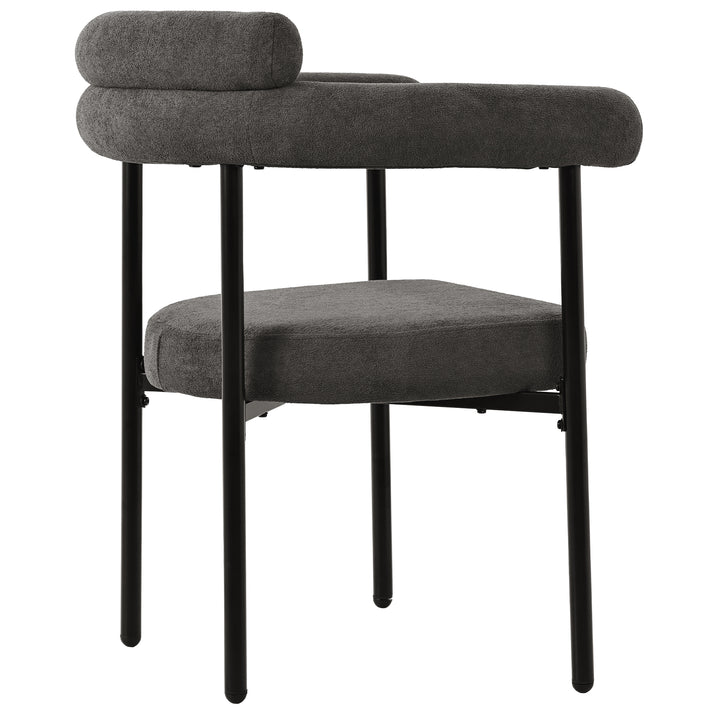 Set of 2 modern gray fabric armchairs black metal frame CLOUDGLADE