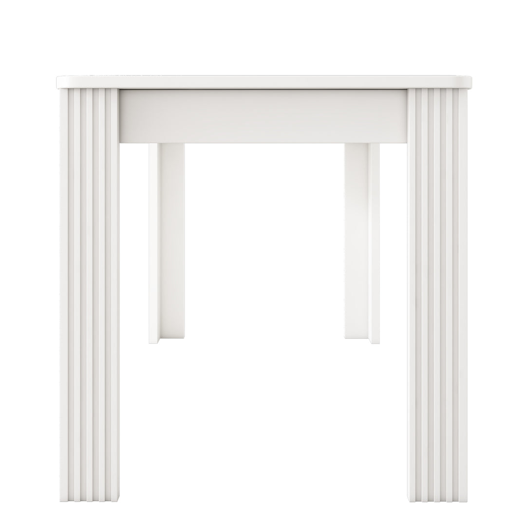 White wooden dining table with thick legs 116×65 ZAKRUD UK
