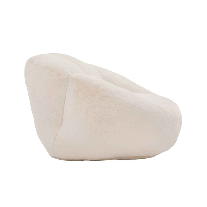 Lazy chair shell shaped sofa beige faux fur, memory foam bean bag chair removable cover