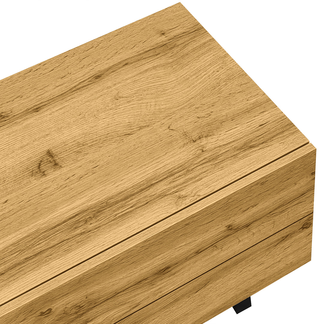 Colorblock TV cabinet retro wood grain compartments, U-shaped metal legs RESPIRATO