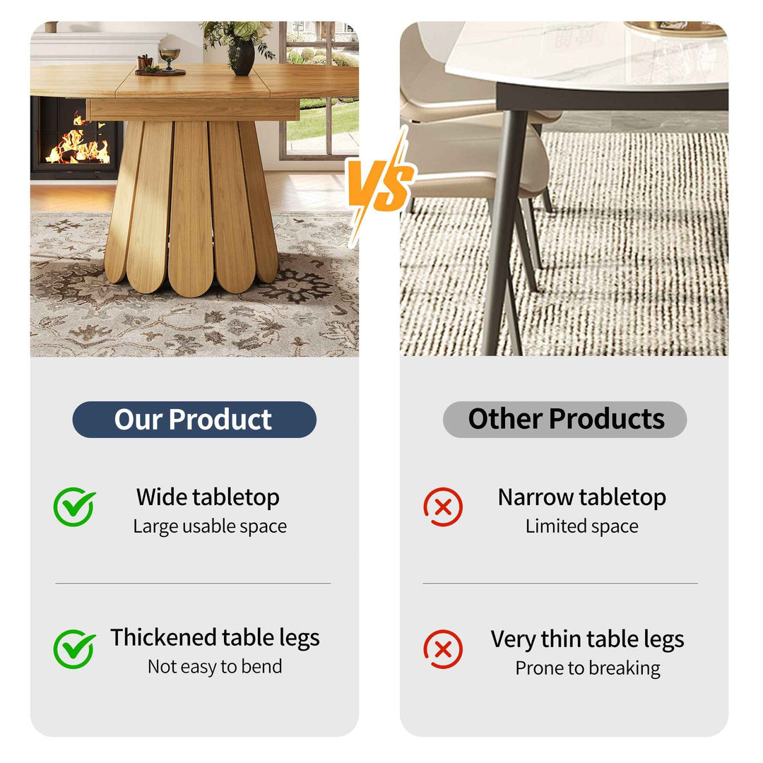 Extendable natural wooden look dining table round to oval 118–158cm INFINITEINFI