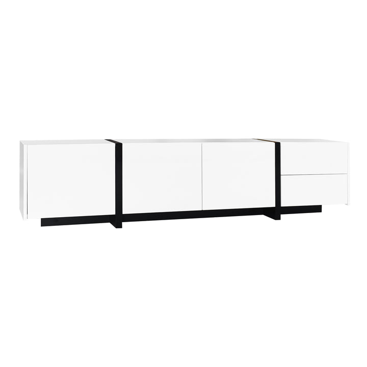 High gloss black &amp; white TV cabinet with LED and versatile storage BLADE