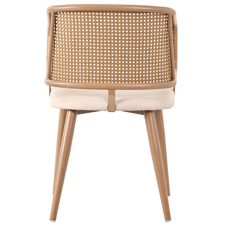 Set of 4 modern beige PU dining chairs with rattan backrest REELING