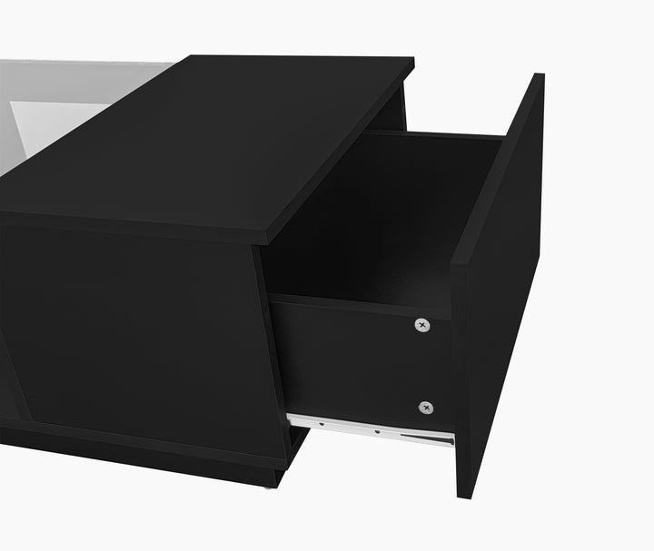 Black glass LED lighting coffee table with storage 100×50×35.5cm ALGORITH