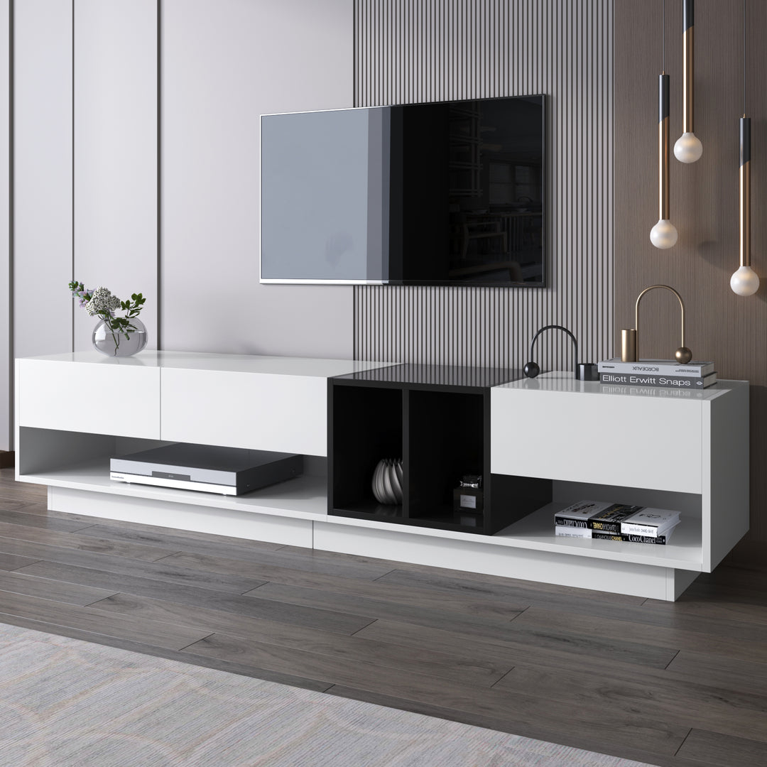 High-gloss white and black TV cabinet THRILGOD UK