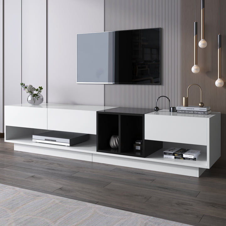 High-gloss white and black TV cabinet THRILGOD UK