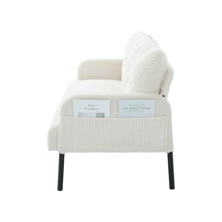 00+Oversized Loveseat Sofa, Corduroy Upholstered Double-Seater, Beige for Living Room NOVAON