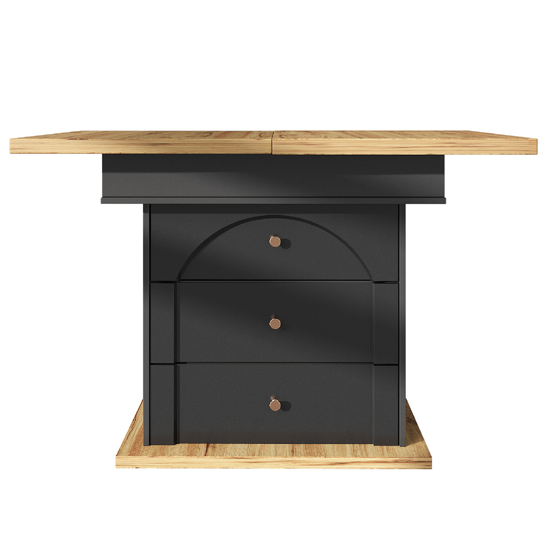 Extendable wooden dining table (110-140×80 cm) black shlef and 2 drawers SUNSPOT