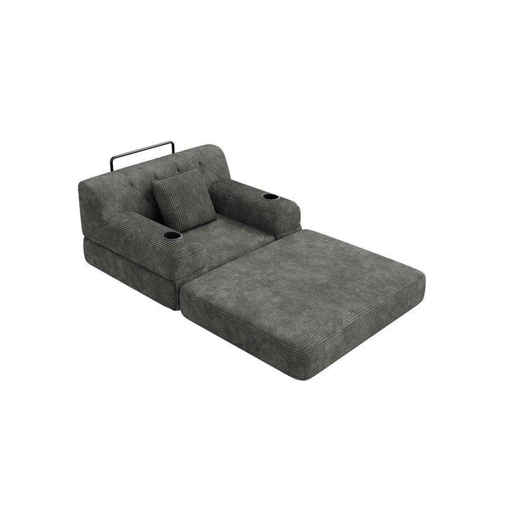 00+缺图 Modern Sofa bed Dark Grey Corduroy Single Sofa for Small Spaces VANITYCONCRETE