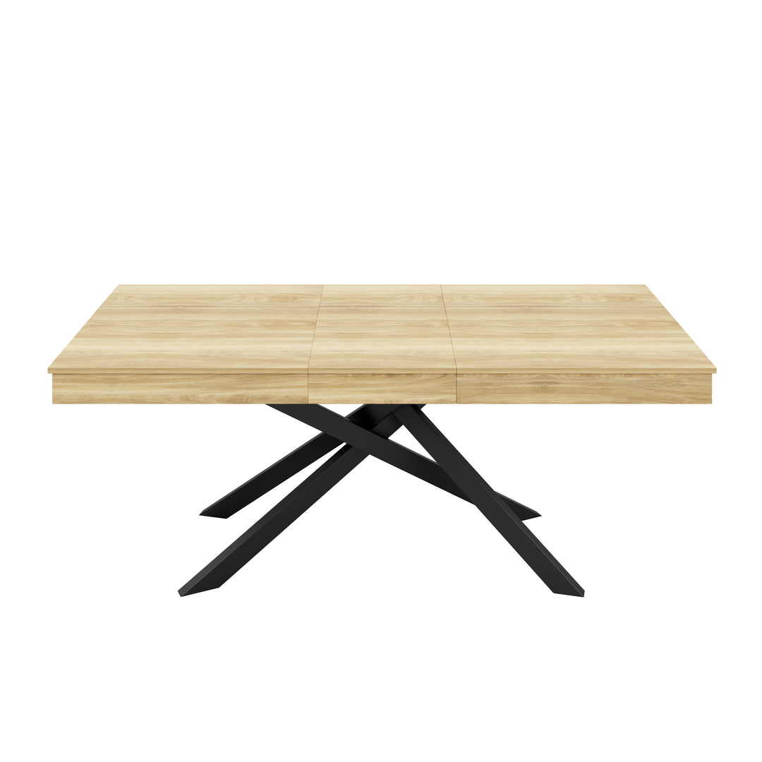 Extendable dining table 140–180cm MDF oak rectangular metal black legs ELEMENTALISE