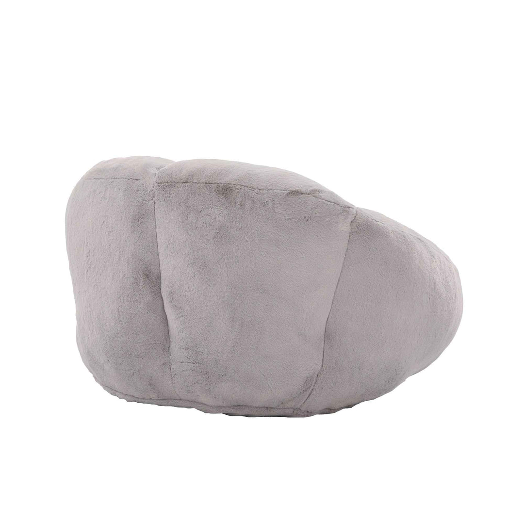Lazy chair shell shaped sofa light grey faux fur, memory foam bean bag chair removable cover