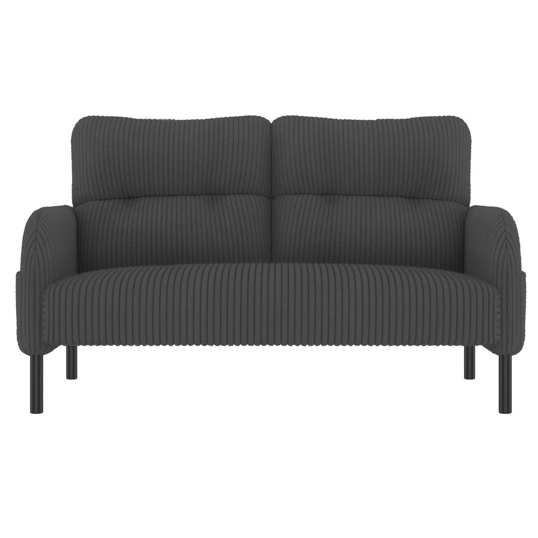00+Loveseat Sofa Corduroy Fabric Grey 2 Seater, High Rebound Spring, for Living Room & Bedroom NOVAUM