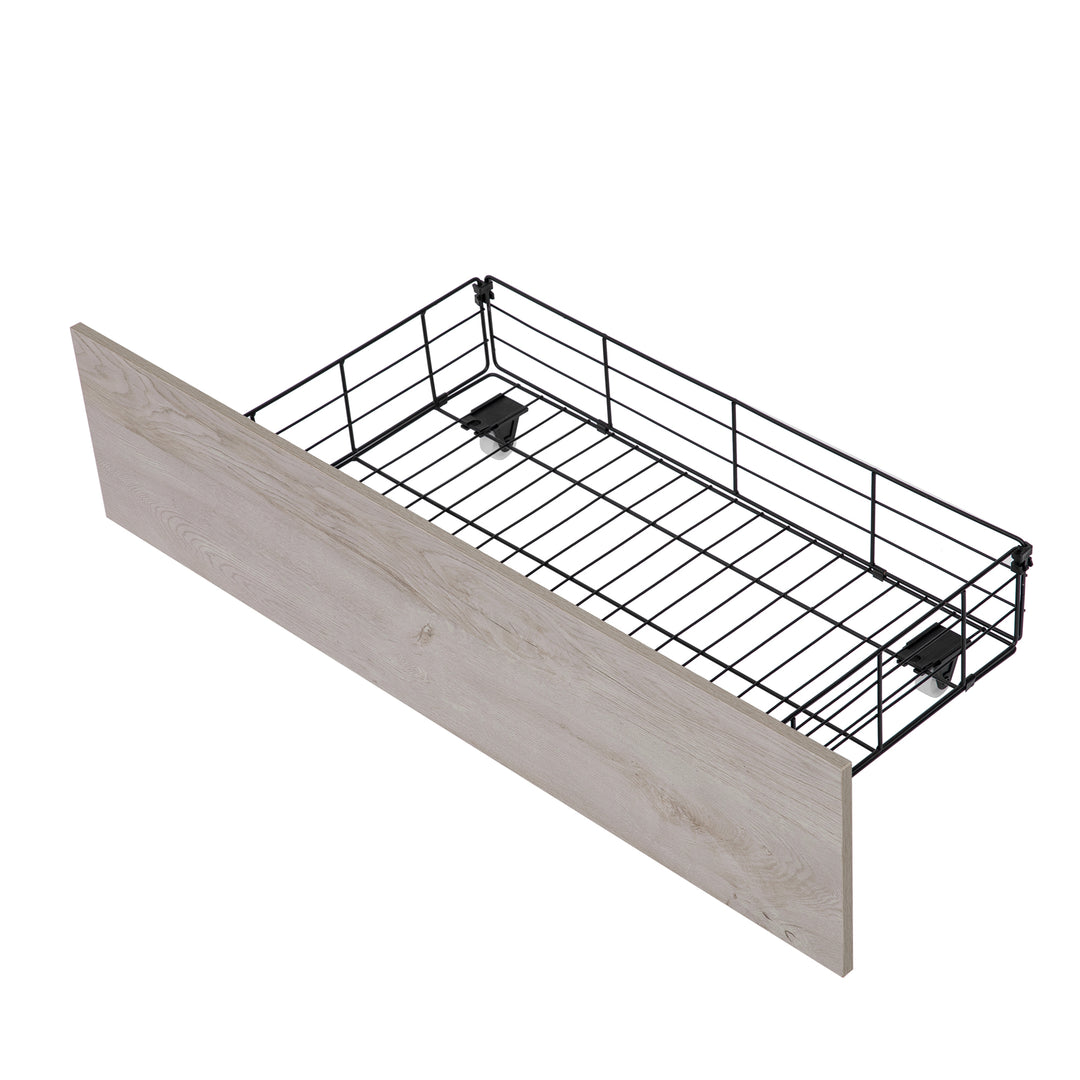 Grey metal double bed frame shelves with LED lighting (135x190cm) PHYTOSID