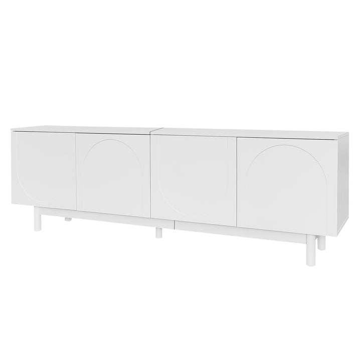 Modern white TV cabinet with 4 push-to-open storage doors RCEPTOR