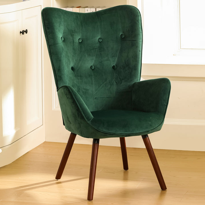 Scandinavian padded velvet green wingback armchair KAS KD VELVET GREEN UK