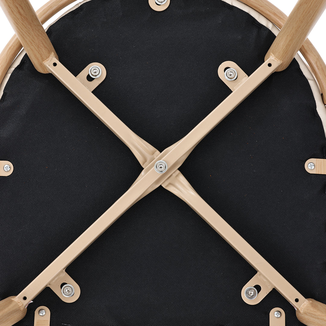 Set of 2 retro PU beige backrest rattan design accent dining chairs LONGITUDINALCREST