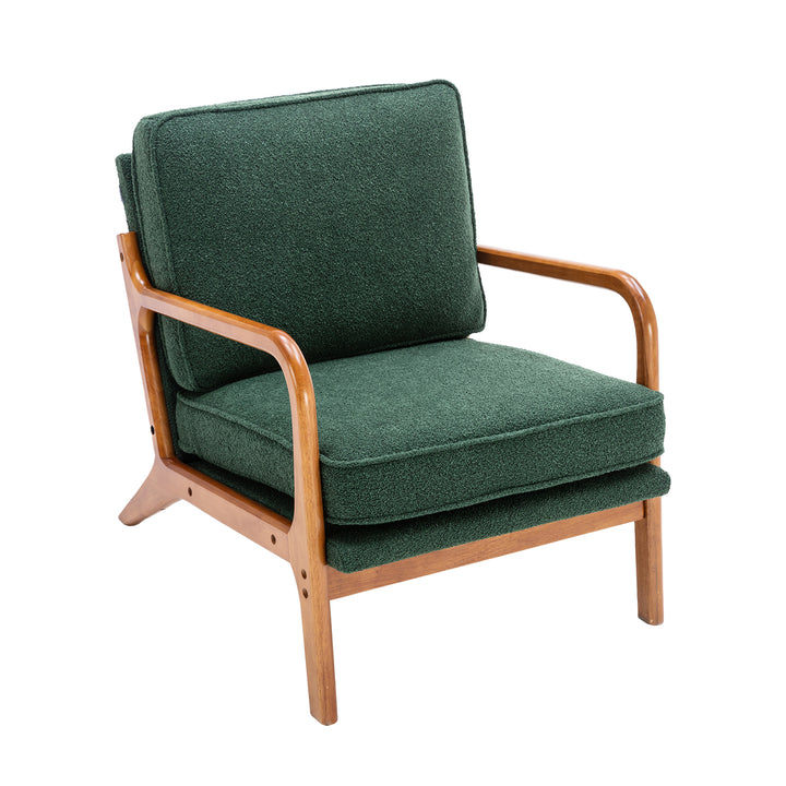 Vintage accent armchair with solid wood frame fabric green STRAQNILS GREEN UK