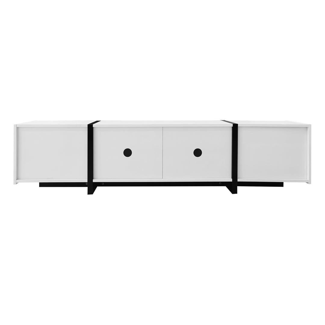 High gloss black &amp; white TV cabinet with LED and versatile storage BLADE