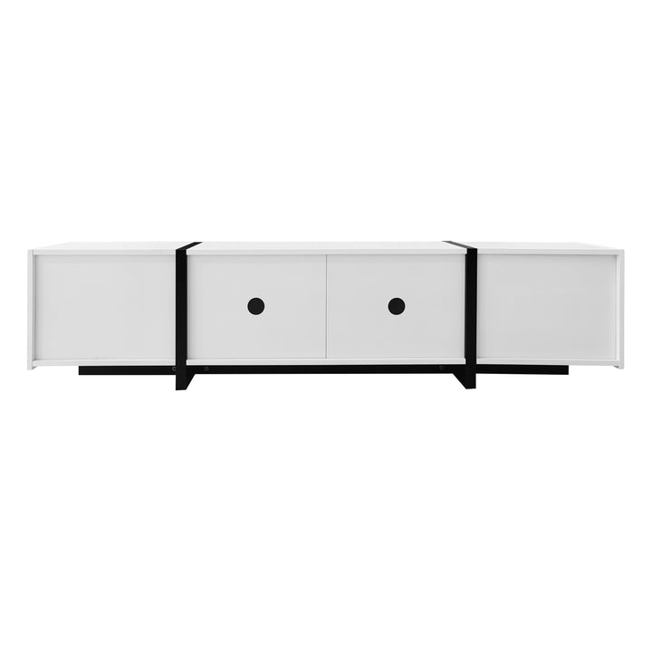 High gloss black &amp; white TV cabinet with LED and versatile storage BLADE