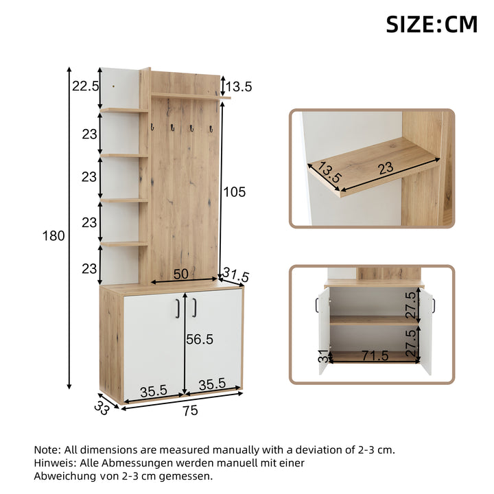 Wooden entryway wardrobes with coat hooks and shoe storage shelves ELYSIUMIS