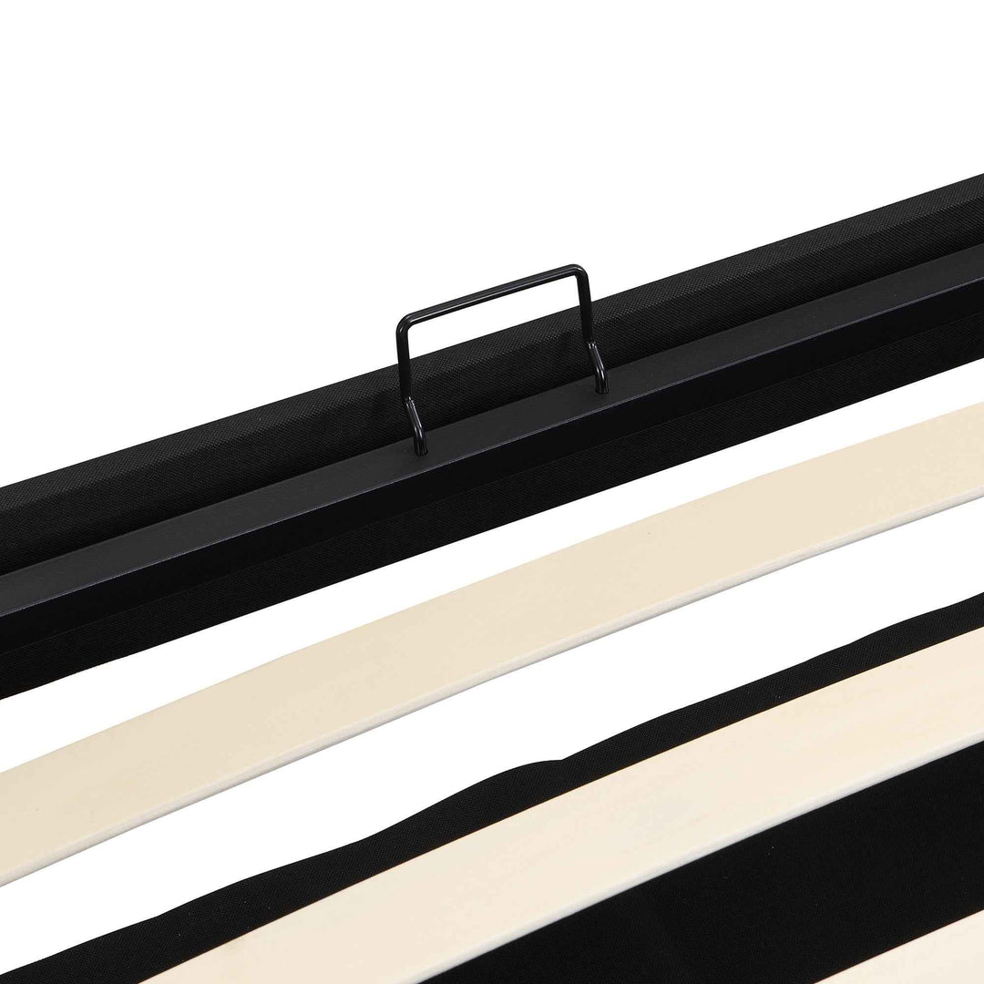 Super king size ottoman bed PU light grey with LED, USB ports, adjustable headboard 180x200cm INFINITEKAELIS