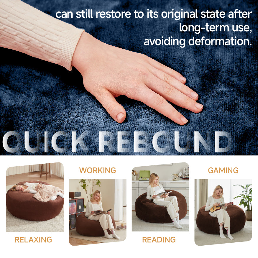 Giant dark blue round bean bag sofa with soft plush cover 150cm VERIA