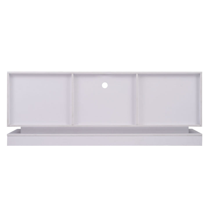 White high gloss modern TV stand with LED lights QUAGMIRE UK