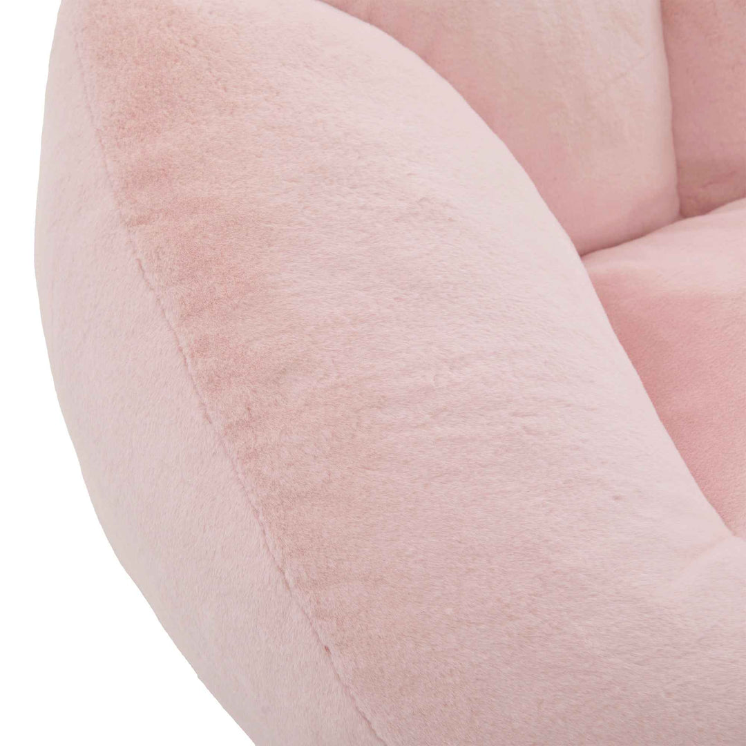 Lazy chair shell shaped sofa pink faux fur, memory foam bean bag chair removable cover