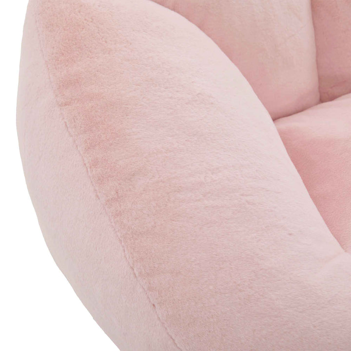 Lazy chair shell shaped sofa pink faux fur, memory foam bean bag chair removable cover