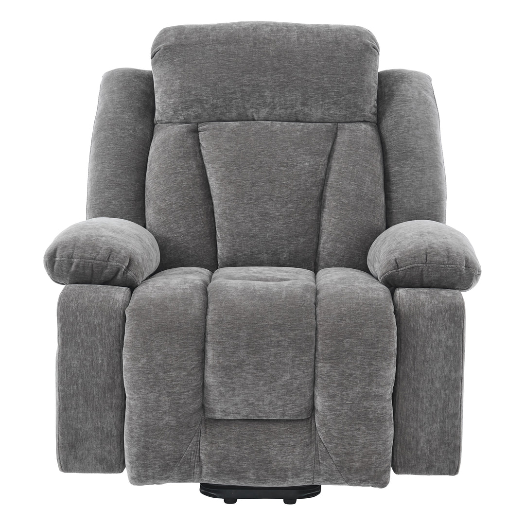Electric lift up fabric grey large recliner with massage and heat MAGNETICFLUX