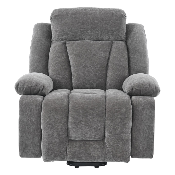 Electric lift up fabric grey large recliner with massage and heat MAGNETICFLUX