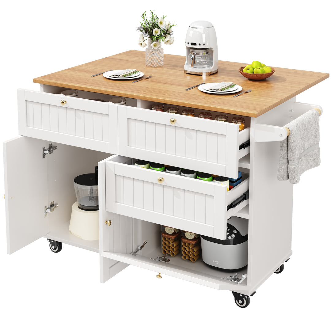 White kitchen trolley foldable top storage FROSTFIELD