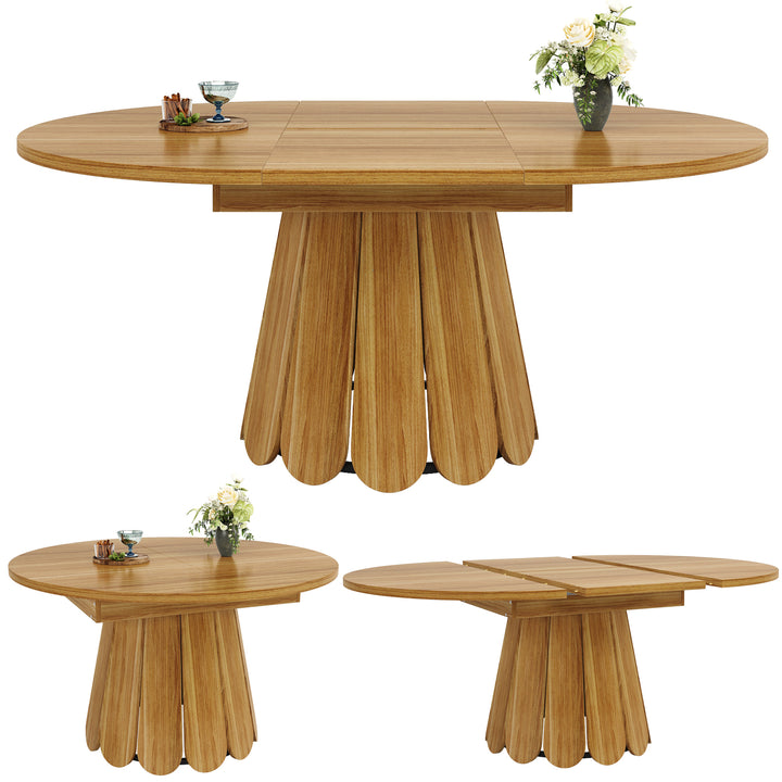 Extendable oval dining table wood-grain (118-158 cm) SISALTWIST
