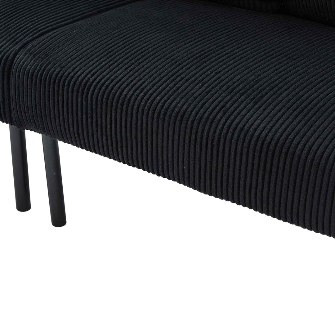 00+Oversized Loveseat Sofa, Corduroy Upholstered Double-Seater, Black for Living Room NOVADYNE
