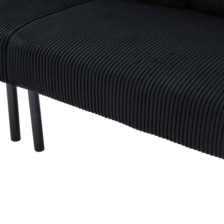 00+Oversized Loveseat Sofa, Corduroy Upholstered Double-Seater, Black for Living Room NOVADYNE
