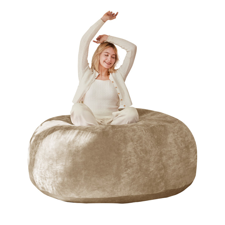 Beige bean bag sofa with soft plush cover 100cm LUNAO