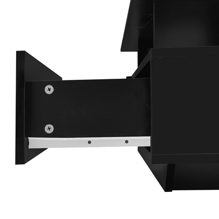 Black high-gloss coffee table 2 drawers with LED lighting ATOMSWALE