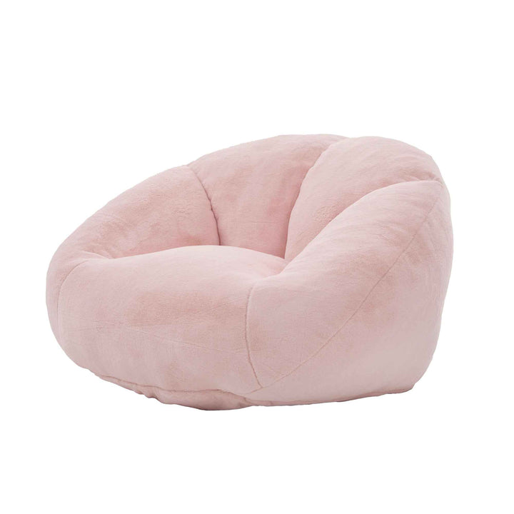Lazy chair shell shaped sofa pink faux fur, memory foam bean bag chair removable cover