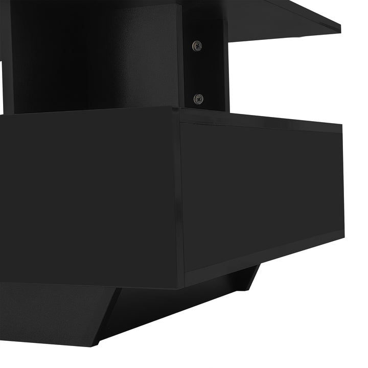 Black high-gloss coffee table 2 drawers with LED lighting ATOMSWALE