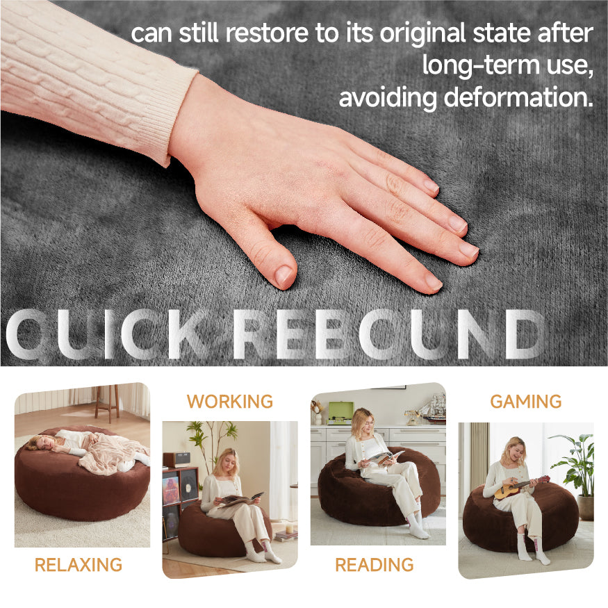 Giant dark grey round bean bag sofa with soft plush cover 150cm MYSTERAR