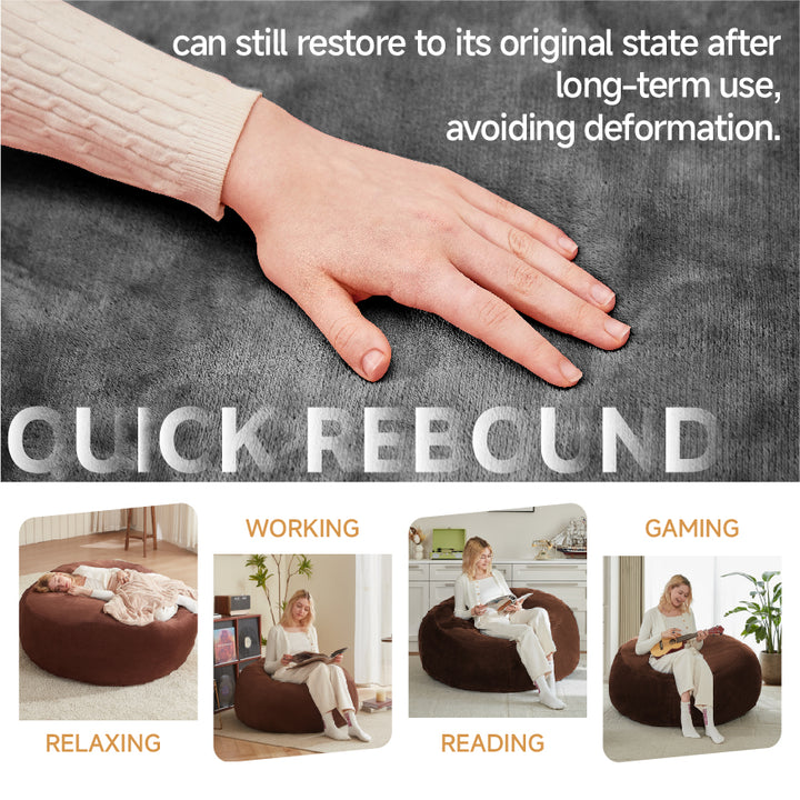 Giant dark grey round bean bag sofa with soft plush cover 150cm MYSTERAR