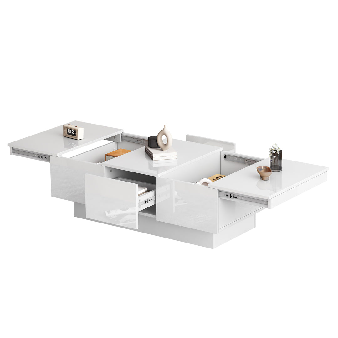 White high gloss coffee table with storage 100 x 55 x 35 cm WAXCELL UK
