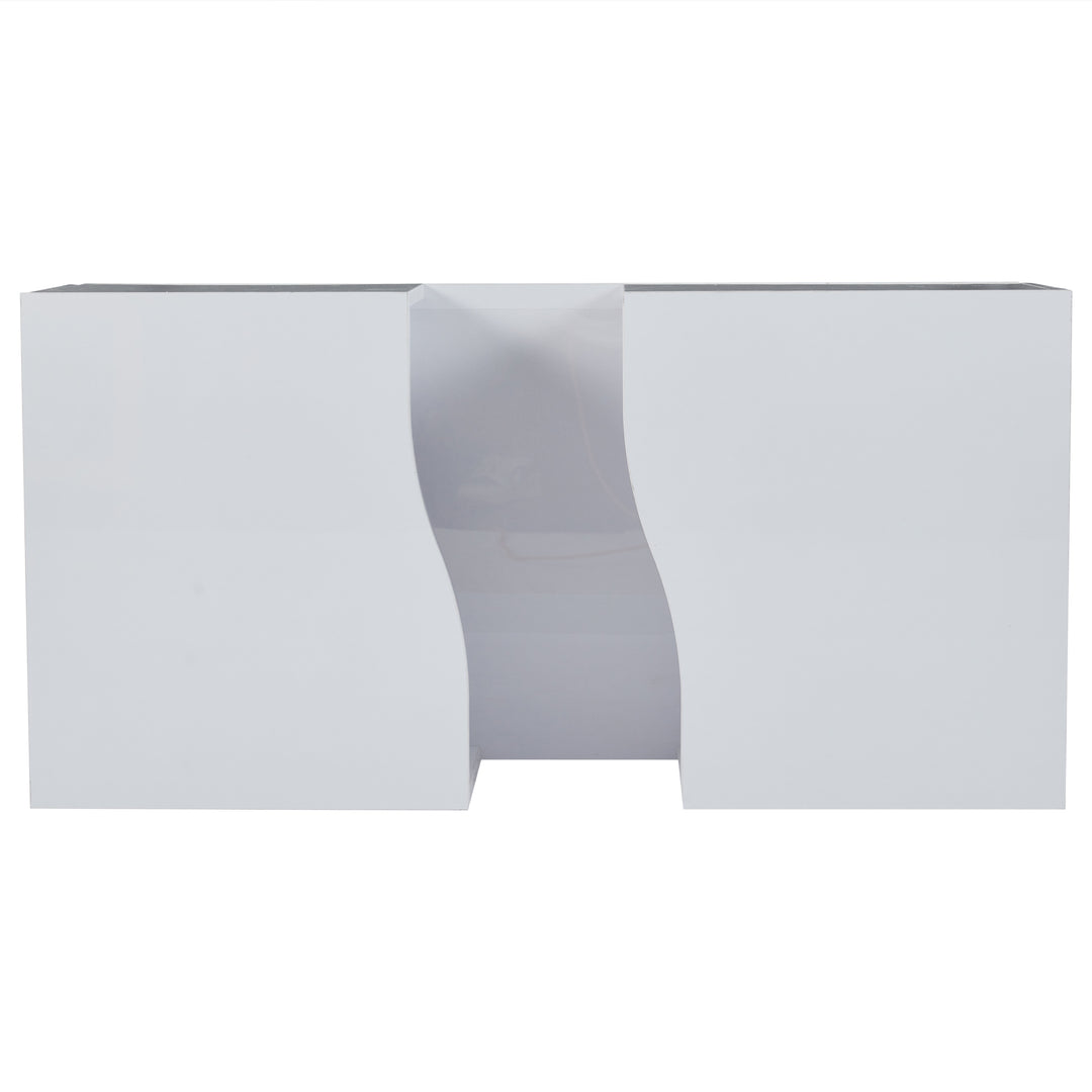 White high gloss lighting LED rectangular coffee table 2 drawers HELICTITE