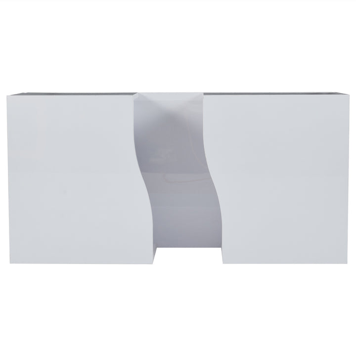 White high gloss lighting LED rectangular coffee table 2 drawers HELICTITE
