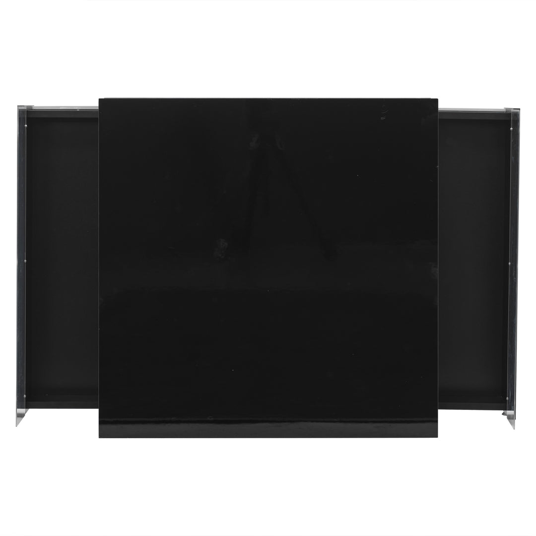 Modern LED light high gloss black square coffee table with 2 drawers THERAPY
