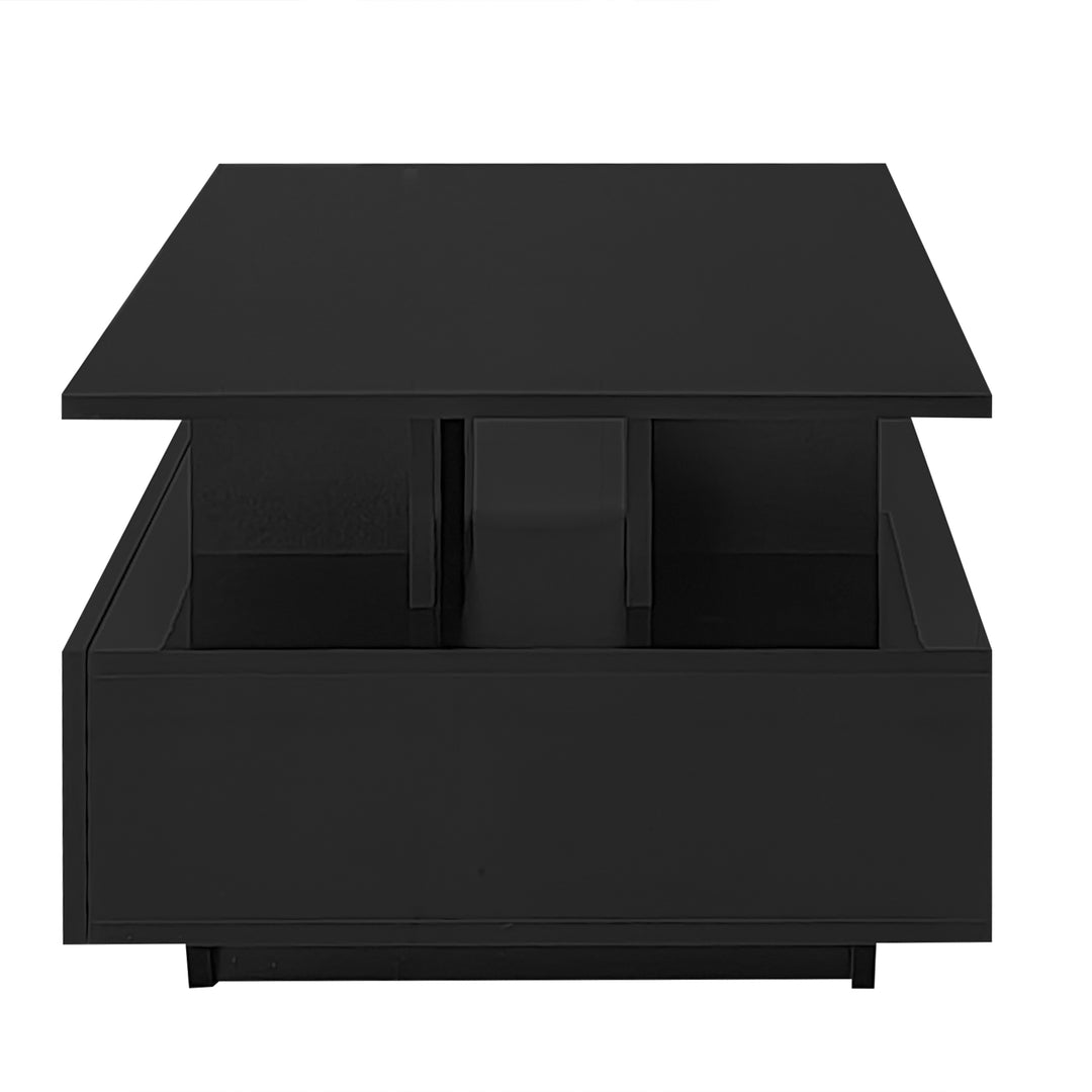 Black high-gloss coffee table 2 drawers with LED lighting ATOMSWALE