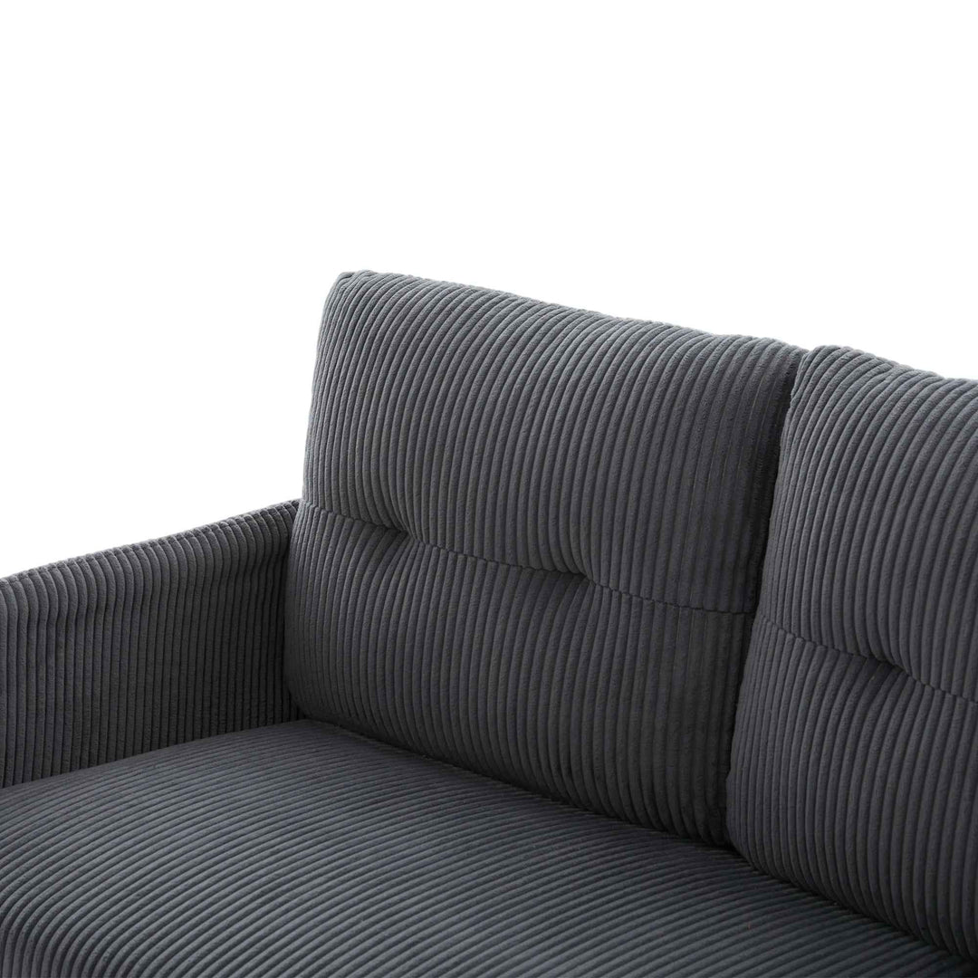 00+Oversized Loveseat Sofa, Corduroy Upholstered Double-Seater, Charcoal Grey for Living Room NOVALA