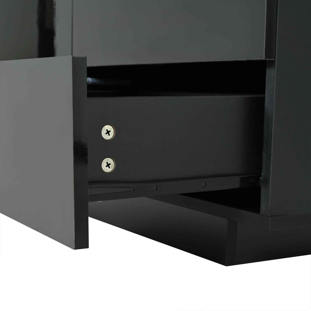 Black high gloss sideboard with LED lights with 2 doors & 3 drawers INFINITECLARITYY