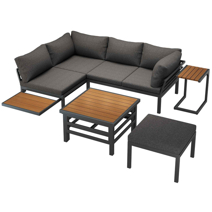 Outdoor patio furniture set, 2 double sofas, ottoman, lift-top coffee table FLAREQUASARX