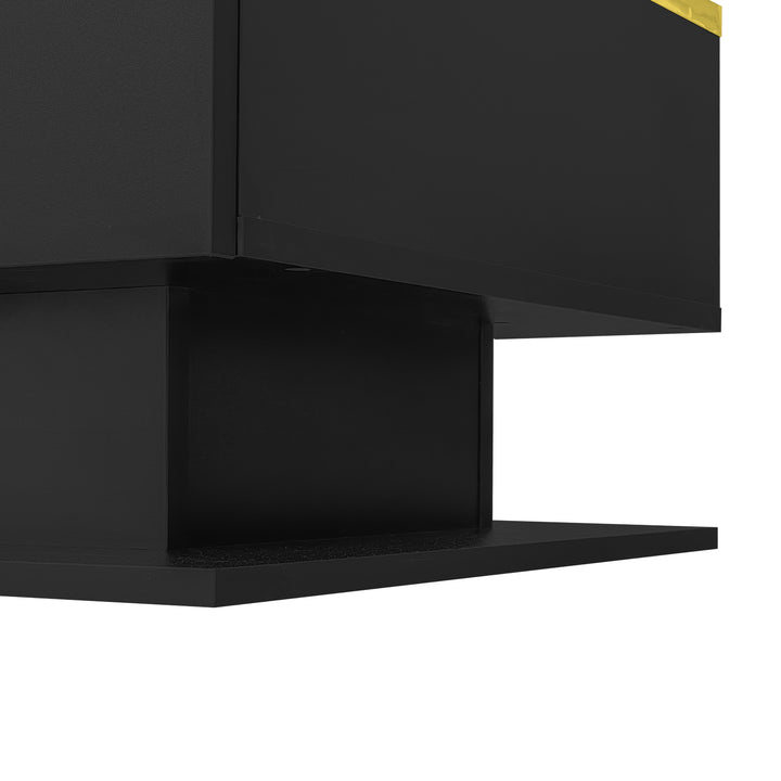 Black high-gloss coffee table with glass &amp; LED lighting NANOTUBE